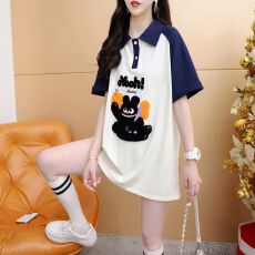 批发实拍2026夏季200克纯棉大码毛巾绣polo衫插肩袖短袖T恤女