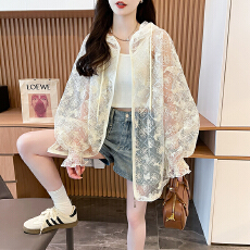 批发实拍2026夏季刺绣+亮片宽松薄款拉链开衫防晒服外套女