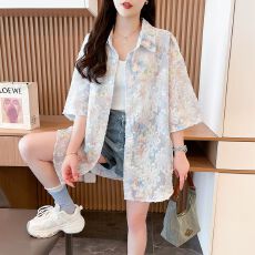 批发实拍2026夏季大码<b class='q'>胖</b><b class='q'>mm</b>防晒衬衣<b class='q'>外套</b>短袖衬衫女