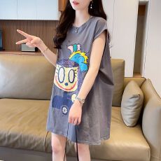 批发实拍2026夏季100棉背心连衣裙<b class='q'>大码</b><b class='q'>女</b>装300斤上衣无袖T恤<b class='q'>女</b>