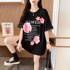 批发实拍2026夏季100棉印花大码<b class='q'>女装</b>设计感上衣短袖T恤女