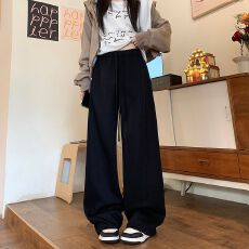 批发实拍2026春夏300g高质量显瘦阔腿宽松香蕉长裤哈伦休闲裤<b class='q'>女</b> S-4XL