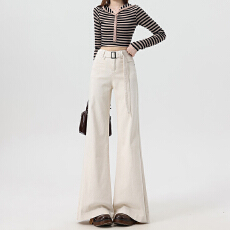 批发米杏色胖mm<b class='q'>大码</b>高腰牛仔<b class='q'>裤</b>女2026春夏新款宽松显瘦百搭拖地阔腿<b class='q'>裤</b>