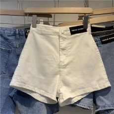 批发贴标牛仔热裤女夏高腰<b class='q'>紧身</b>薄款弹力性感直筒辣妹外穿打底超短裤女