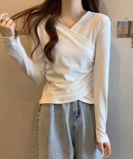 40 92 면 8 암모니아 Lun 210 그램 흔들어서 톤 품질 블랙 표준 빅 사이즈 여성 의류 긴팔 티셔츠 기본 셔츠 여성 봄 가을 ins