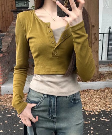 40 92 면 8 암모니아 Lun 흔들어서 톤 품질 블랙 표준 빅 사이즈 여성 의류 페이크 레이어드 긴팔 티셔츠 맨위 빅 사이즈 m-4xl