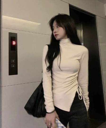 마이크로 지방 mm 양면 털이 있고 두꺼운 터틀넥 기본 셔츠 티셔츠 여성 디자인 센스 작은 대중 가을 겨울철 보온 맨위 ins
