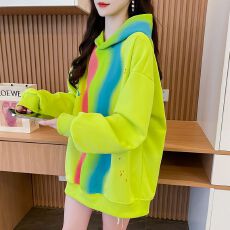 批发实拍2026春秋装仿华棉复牛奶丝大码连帽薄款卫衣女