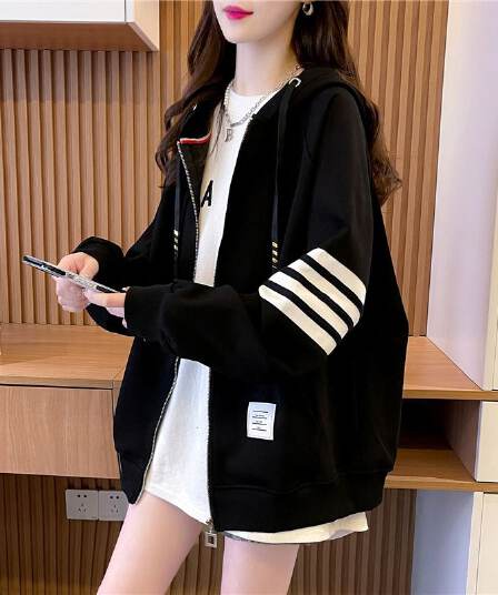 모방 후아 면 복잡한 우유 실크 얇은 스타일 봄 가을 지퍼 오픈 가디건 빅 사이즈 재킷 후드티 여성