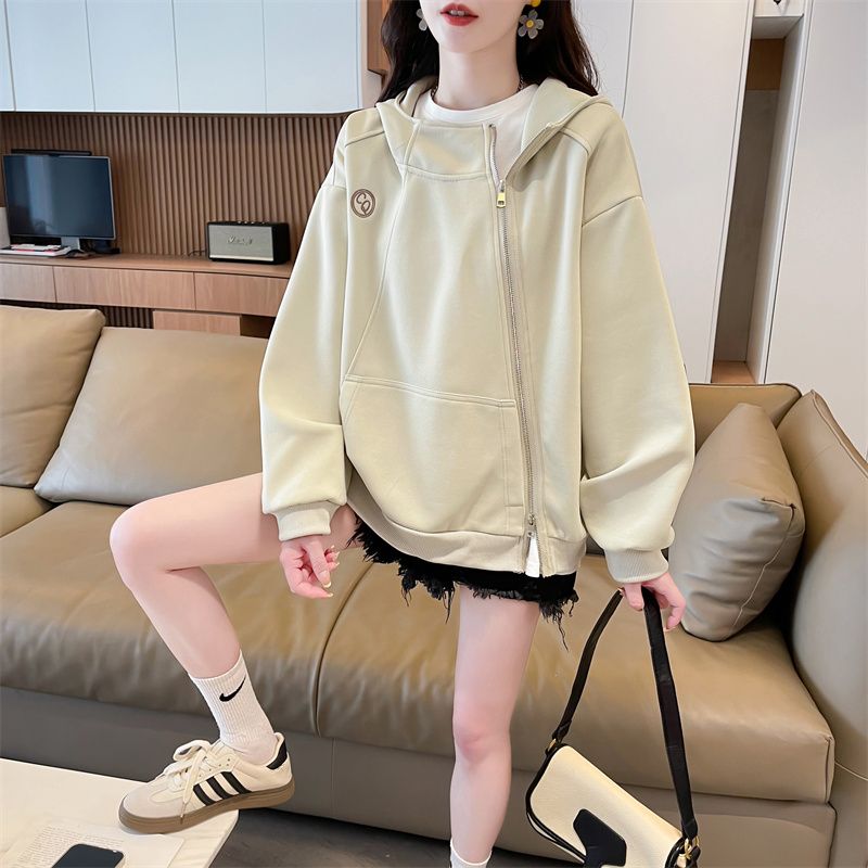BY36753# 春秋仿棉华棉复合设计感小个子宽松开衫卫衣女  服裝批發女裝批發服飾貨源