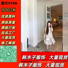 批发盈盈夏日雅致<b class='q'>青花瓷</b>印花<b class='q'>连衣裙</b>直筒系带显瘦短裙