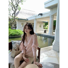 批发【AHY】知性风～天丝苎麻v领翻领可收腰长袖套头衬衫小衫上衣新品