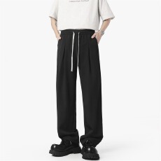 批发美式冰丝裤子<b class='q'>男士</b>春秋夏季薄款直筒垂感<b class='q'>西裤</b>宽松大码男生休闲长裤