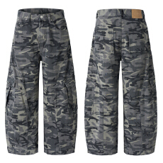 批发2025早秋美式复古辣妹迷彩弯刀工装裤男潮休闲个性<b class='q'>嘻哈</b>香蕉裤