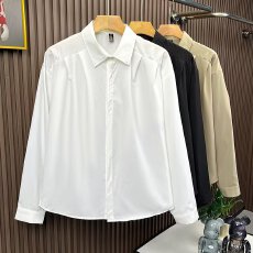 批发2025春<b class='q'>夏</b>季休闲黑色衬衫男抗皱宽松大码长袖衬衣高级感痞帅潮