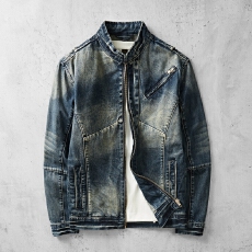 批发2025怀旧硬汉<b class='q'>欧美</b><b class='q'>高端</b>复古拉链机车风牛仔衣男潮牌时尚修身外套