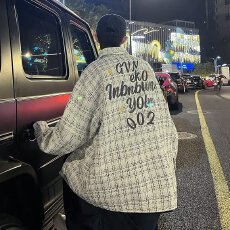 批发秋季男士小香风长袖衬衫情侣格子上衣外套潮牌秋装痞帅衬衣春秋款