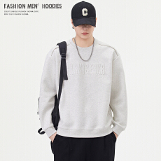 批发长袖<b class='q'>t</b><b class='q'>恤</b>男ins美式复古潮牌字母立体印花体恤宽松重磅秋冬圆领卫衣