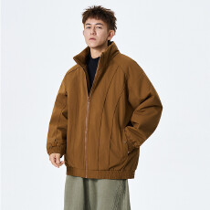 批发2025冬季新款棉服男立领宽松加厚面包服帅气琥珀流光户外棉袄外套