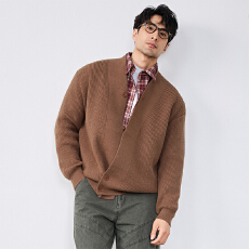 批发新款V领针织开衫毛衣潮牌秋冬季宽松松弛感上衣外套