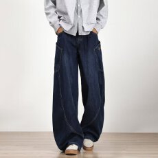 批发2025年春秋季新款潮牌宽松直筒牛仔裤阔腿