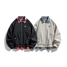 批发外套长袖夹克男士大码时尚潮流潮牌宽松新款翻领直筒口袋