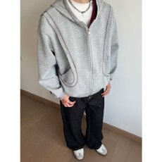 日系潮牌秋季复古开衫连帽卫衣外套男女宽松基础百搭休闲帽衫青年