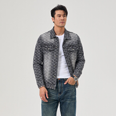 批发2025高级休闲时尚提花牛仔外套男春<b class='q'>新款</b>百搭牛仔外套