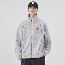 重磅宽松立领外套男士春秋季新款潮牌明线设计感青年宽松夹克上衣