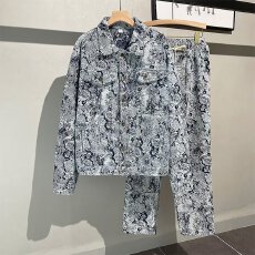 新款文艺日系流行百搭气质简约ins原宿时尚慵懒潮流牛仔提花套装