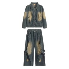 时尚文艺ins流行新款慵懒简约牛仔套原宿百搭潮流日系气质