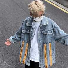 时尚百搭做旧水洗翻领牛仔外套女2025春季欧货大版宽松设计感上衣