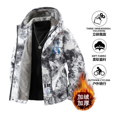 爆款大码加绒外套男冬装新款加绒加厚夹克男防水防风加绒棉衣外套