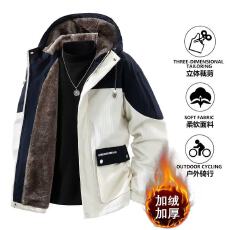 爆款大码工装夹克男冬装新款加绒加厚夹克男防水防风加绒棉衣外套