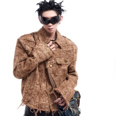 批发美式复古翻领外套男2025秋季新款高街痞帅宽松少年感夹克上衣