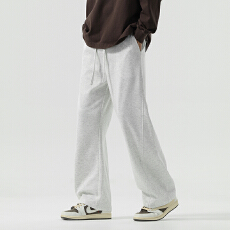 批发2025秋冬新款阔腿直筒裤纯色拖地裤男美式潮流