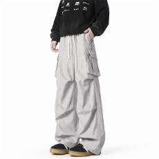 美式复古扎染工装裤子男秋高街宽松阔腿伞兵裤潮牌褶皱脏脏休闲裤