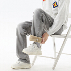 批发秋<b class='q'>冬</b>加绒水洗宽松直筒牛仔裤男长裤2025款潮流裤