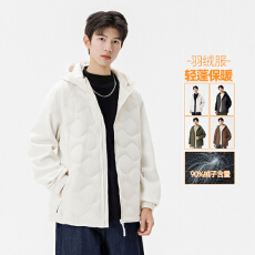 批发2025户外露营双拼轻薄羽绒服男2025年<b class='q'>冬</b>季外套短款连帽情侣上衣