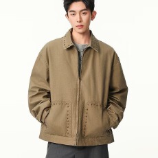 批发美式复古水洗做旧vintage工装夹克男春秋boxy短款翻领休闲外套潮