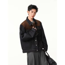 批发2026秋季新款韩版时尚撞色灯芯绒拼接牛仔外套女宽松显瘦夹克上衣