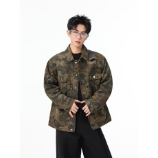 批发美式重磅复古战术沙漠迷彩纯棉工装外套男2026秋季宽松翻领夹克潮