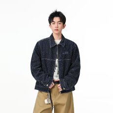 批发2026秋冬季新款加厚假两件拼接羊毛呢休闲外套痞帅设计感<b class='q'>男装</b>