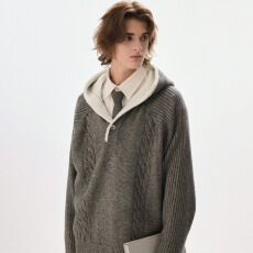 批发秋冬季半拉链针织衫毛衣男士灰色韩版潮流慵懒风宽松半高领外套潮