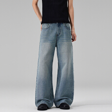 批发2026春夏新款铜锈怀旧色牛仔裤男直筒宽松美式百搭长裤子潮