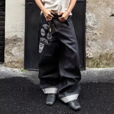 批发2026春季美式复古贴布刺绣设计感<b class='q'>牛仔裤</b>男女宽松直筒痞帅高街裤子