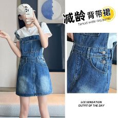 批发减龄牛仔背带裙子女2025夏季新款韩版宽松休闲显瘦小个子吊带裙女