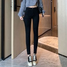 批发高腰小脚牛仔裤女<b class='q'>弹力</b>显瘦显高小个子九分紧身<b class='q'>铅笔裤</b>