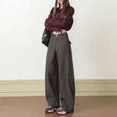 批发秋冬新款2025新款显瘦炸街酷飒辣妹工装弯刀<b class='q'>裤</b>显瘦长<b class='q'>裤</b>女