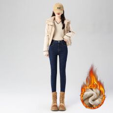 批发实拍加绒加厚<b class='q'>打底裤</b>女裤外穿牛仔长裤铅笔裤小脚保暖棉裤秋冬